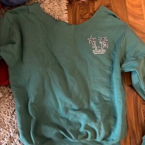 Teal/blue off the shoulder sweatshirt